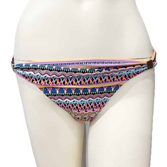 Victoria’s Secret Bikini Bottom The Hottie Cheeky Women’s M Swim Gold Logo Aztec - Picture 2 of 6